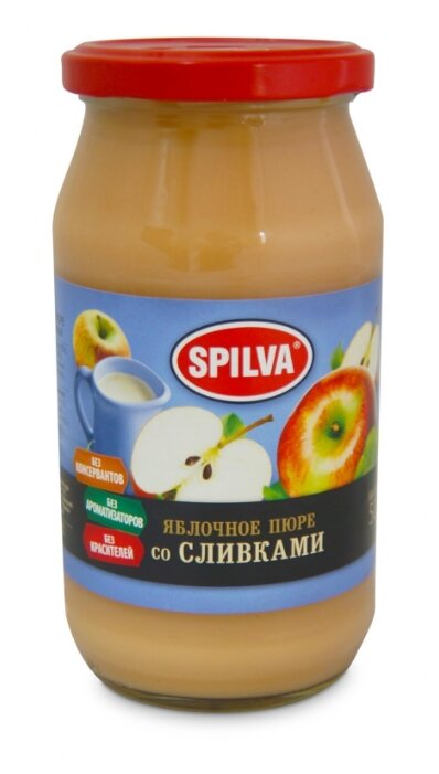 Пюре Spilva яблочное оригинальное со сливками, банка 500 г (фото modal 2)
