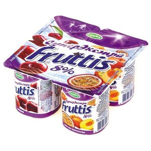 Йогуртный продукт Fruttis вишня и персик маракуйя 8%, 115 г (фото modal nav 1)