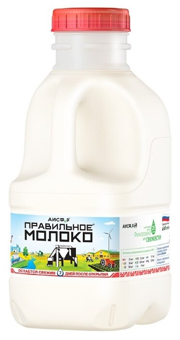 Молоко АИСФеР Правильное пастеризованное 3.2%, 0.5 л (фото modal 1)