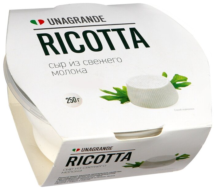 Сыр Unagrande творожный ricotta из свежего молока 45% (фото modal 1)