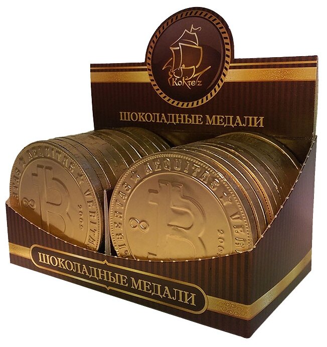 Фигурный шоколад КОРТЕС Шоколадные медали Криптовалюта, коробка (фото modal 1)