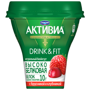Йогурт Danone активиа actiregularis drink&fit с брусникой и клубникой 1.2%, 250 г (фото modal nav 1)