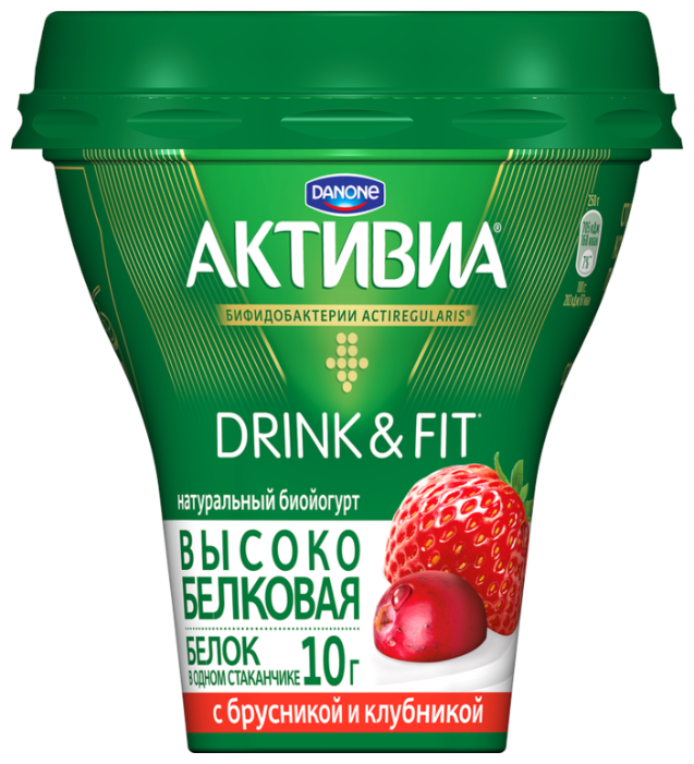 Йогурт Danone активиа actiregularis drink&fit с брусникой и клубникой 1.2%, 250 г (фото modal 1)