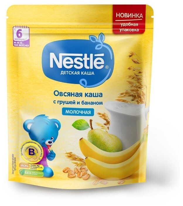 Каша Nestlé молочная овсяная с грушей и бананом (с 6 месяцев) 220 г дойпак (фото modal 1)