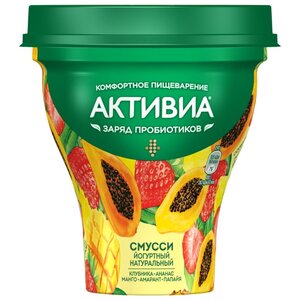 Питьевой йогурт Активиа Смусси клубника-ананас-манго-амарант-папайя 1%, 250 г (фото modal nav 1)