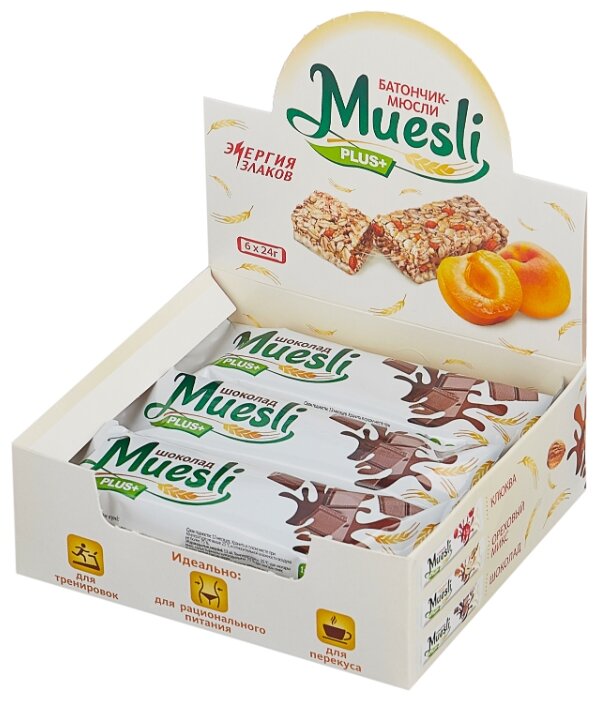 Злаковый батончик Muesli plus в шоколадной глазури Шоколад, 6 шт (фото modal 1)