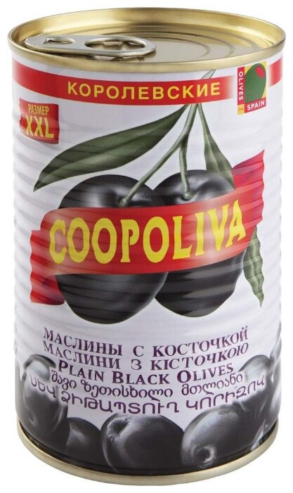 Coopoliva Маслины королевские с косточкой в рассоле, жестяная банка 405 г (фото modal 1)