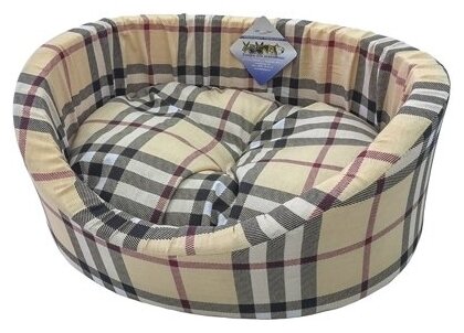 Лежак для кошек, для собак Бобровый Дворик с бортиком Шотландка светлая №1 42х35х16 см (фото modal 1)