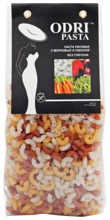Odri Макароны Рожки рисовые с морковью и свеклой без глютена, 400 г (фото modal 1)