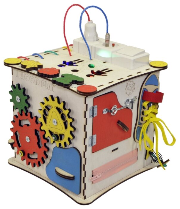 Развивающая игрушка IWOODPLAY Бизикуб с блоком электрики (фото modal 12)