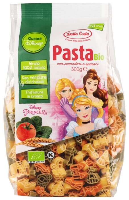 Макаронные изделия Dalla Costa Disney Princess Bio с томатами и шпинатом (с 3-х лет) (фото modal 1)