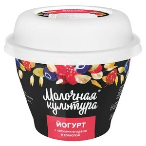 Йогурт Молочная Культура лесные ягоды и гранола 4.5%, 245 г (фото modal nav 1)