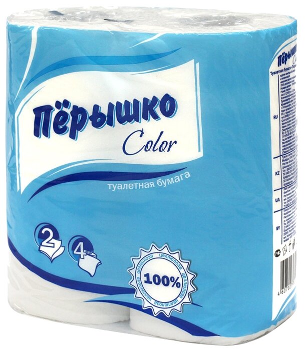 Туалетная бумага Пёрышко Color белая двухслойная (фото modal 1)