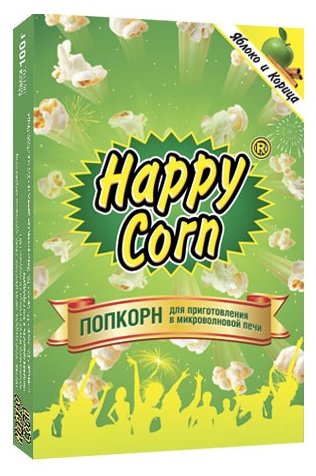 Попкорн Happy Corn Яблоко и корица в коробке в зернах, 100 г (фото modal 1)