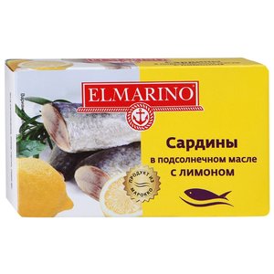 ELMARINO Сардины в подсолнечном масле с лимоном, 125 г (фото modal nav 1)