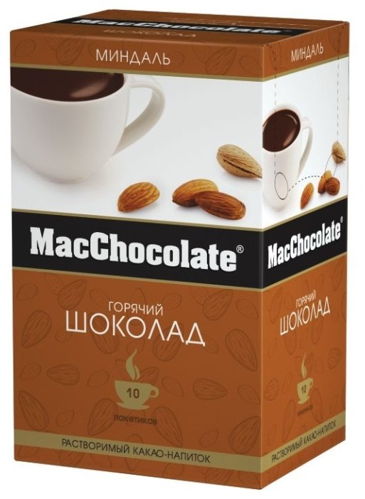 MacChocolate Горячий шоколад растворимый Миндаль в пакетиках, коробка (фото modal 1)