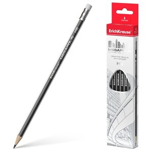 ErichKrause Набор чернографитных трехгранных карандашей с ластиком Megapolis HB 12 шт (43577) (фото modal nav 1)