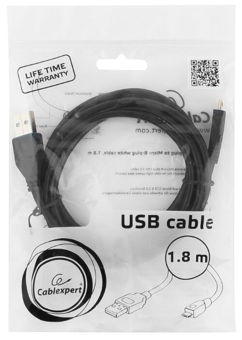 Кабель Cablexpert USB - microUSB (CCP-mUSB2-AMBM-6) 1.8 м (фото modal 3)