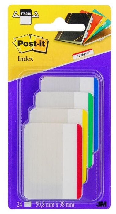 Post-it закладки усиленные пласт 50 мм, 4 цвета 6 шт. (686-F1-RU) (фото modal 1)