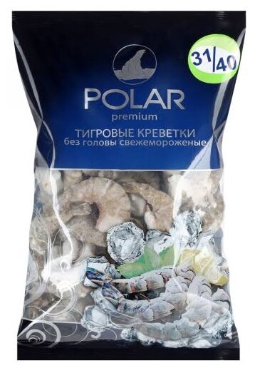 Polar Креветки тигровые Premium свежемороженые без головы 1000 г (фото modal 1)