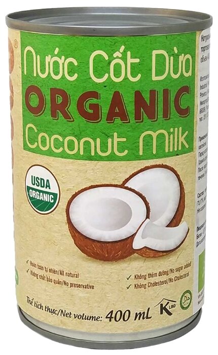 VietCOCO Кокосовое молоко Organic 73%, жирность 17%, 400 мл (фото modal 1)