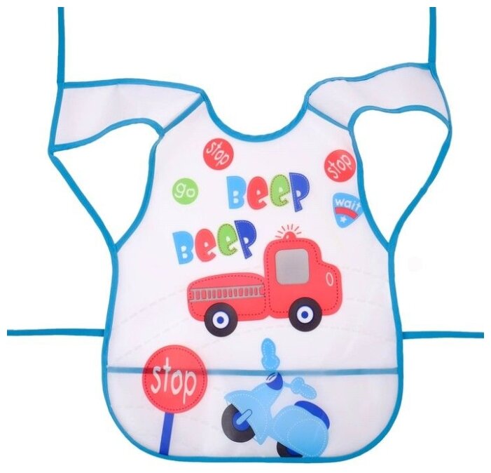 Крошка Я Нагрудник-фартук непромокаемый для мальчика / девочки, с отворачивающимся карманом, на завязках (фото modal 1)