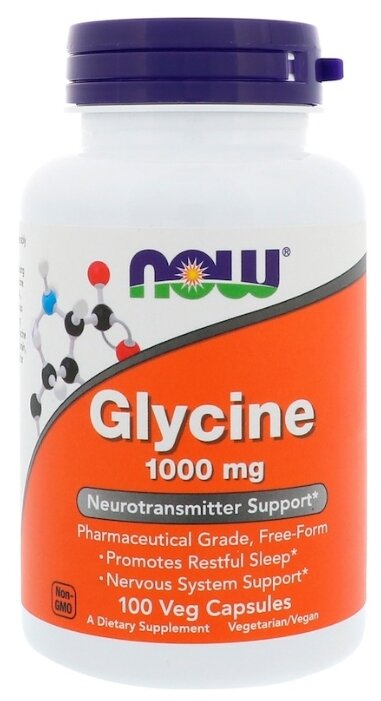 Аминокислота NOW Glycine 1000 mg (100 капсул) (фото modal 1)