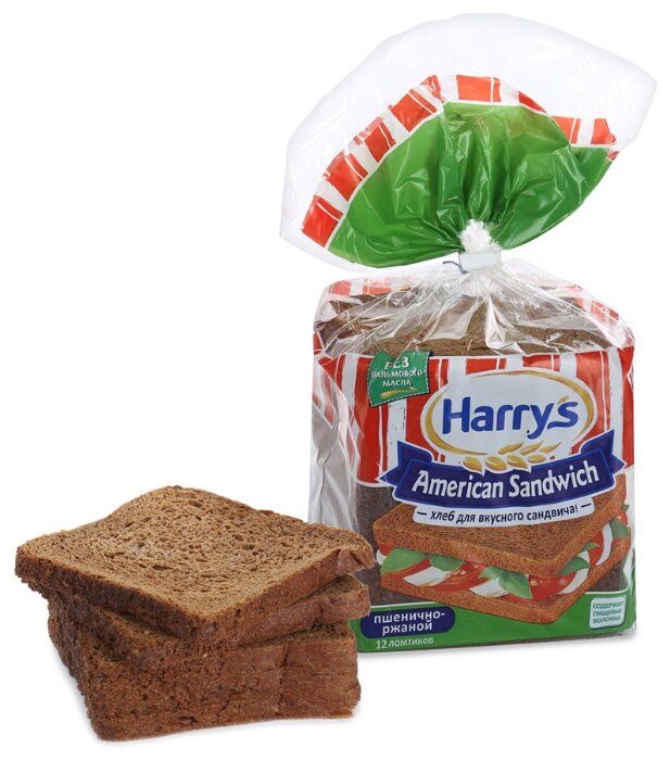 Harrys Хлеб American Sandwich пшенично-ржаной сандвичный в нарезке 470 г (фото modal 1)