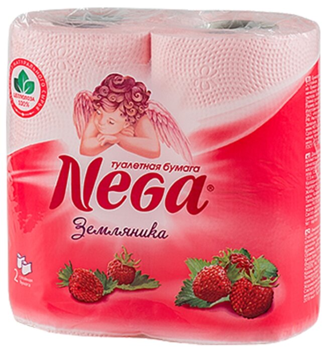 Туалетная бумага Nega розовая двухслойная Земляника (фото modal 1)