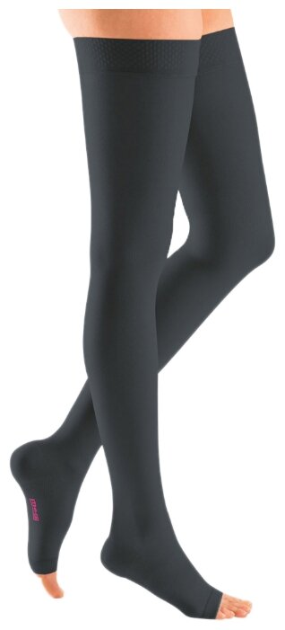 Чулки mediven Plus с силиконовой резинкой на широкое бедро, открытый носок, 3 класс (фото modal 2)