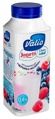 Питьевой йогурт Valio черника-малина 0.4%, 330 г (фото modal 1)