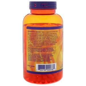 Аминокислота NOW Arginine 500 mg & Citrulline 250 mg (240 капсул) (фото modal nav 2)
