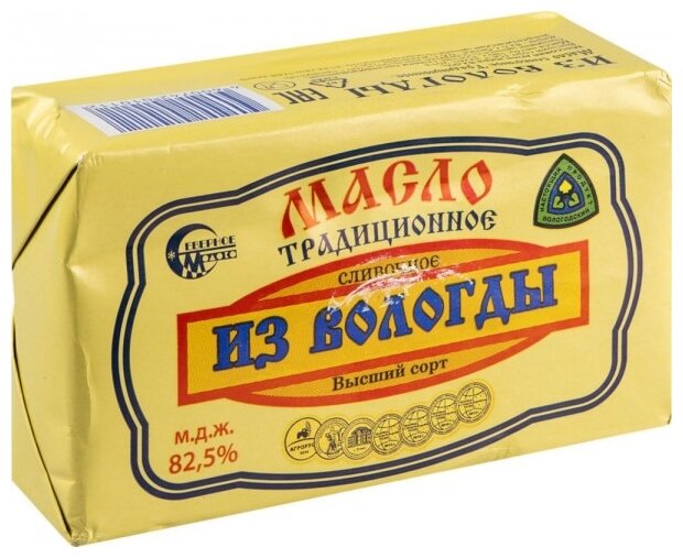 Из Вологды Масло сливочное традиционное 82.5%, 180 г (фото modal 1)