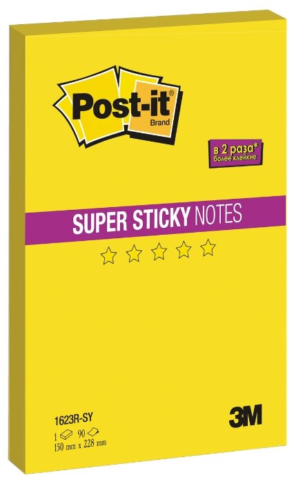 Post-it Блок Super sticky, 150х228 мм, 90 листов (1623R) (фото modal 1)