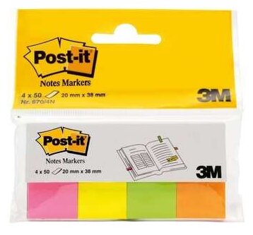 Post-it Закладки, 20 мм, 4 цвета, 50 штук (670-4N) (фото modal 1)
