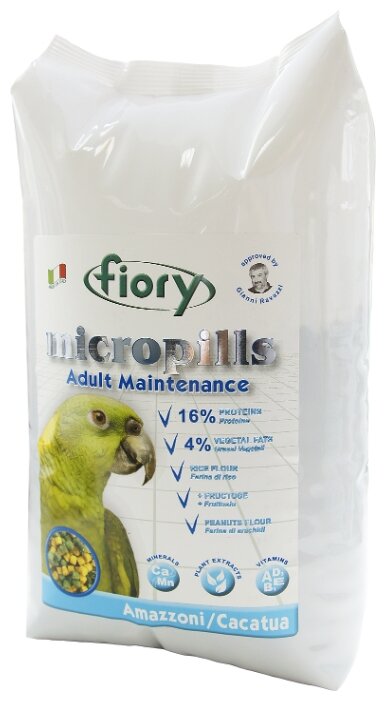 Fiory корм Micropills Amazzoni/Cacatua для амазонских попугаев и какаду (фото modal 2)