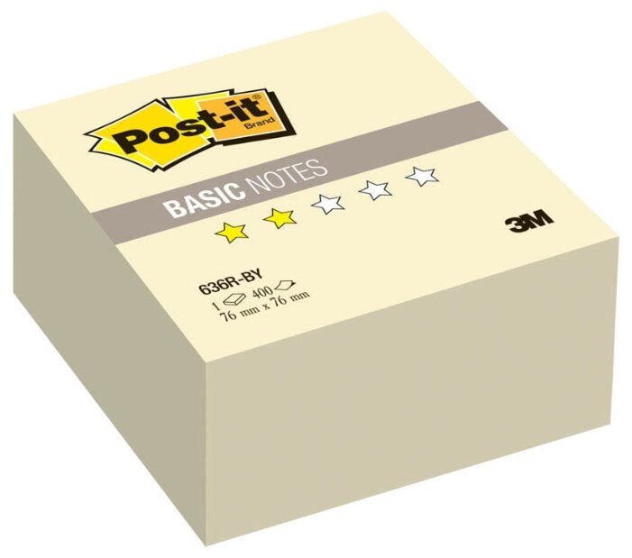 Post-it Блок-кубик Basic, 76х76 мм, 400 штук (636R-BY) (фото modal 1)
