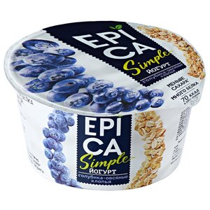 Йогурт EPICA Simple Голубика-овсяные хлопья 1.5%, 130 г (фото modal nav 1)
