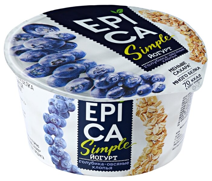 Йогурт EPICA Simple Голубика-овсяные хлопья 1.5%, 130 г (фото modal 1)