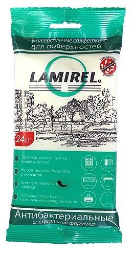 Lamirel Антибактериальные универсальные влажные салфетки 24 шт. для оргтехники (фото modal 1)