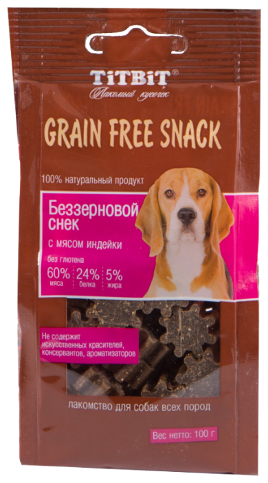 Лакомство для собак Titbit Grain Free Snack снек беззерновой с мясом индейки (фото modal 1)