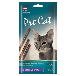 Лакомство для кошек Pro Cat мясные палочки Лосось и форель (фото modal nav 1)