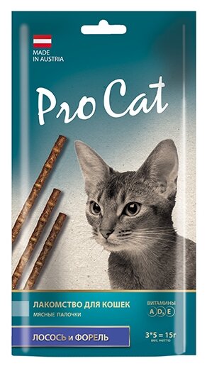Лакомство для кошек Pro Cat мясные палочки Лосось и форель (фото modal 1)
