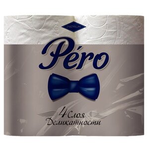 Туалетная бумага Pero Premium белая четырёхслойная (фото modal nav 2)
