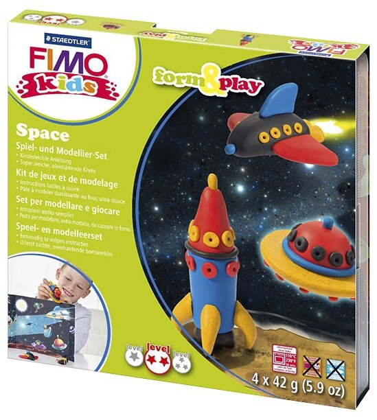 Полимерная глина FIMO kids form&play Детский набор Космос (8034 09 LZ) (фото modal 1)