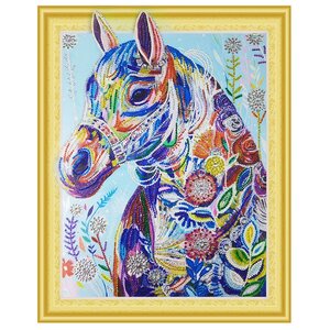 Color Kit Набор алмазной вышивки с фигурными стразами Цветочная лошадь (FKU011) 40х50 см (фото modal nav 1)