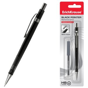 ErichKrause Механический карандаш Black Pointer со сменными грифелями HB, 0.5 мм, 20 шт. (блистер) (фото modal nav 1)