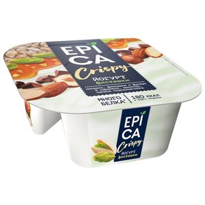 Йогурт EPICA crispy с фисташками и смесь из семян подсолнечника орехов и темного шоколада 10.5%, 140 г (фото modal nav 1)