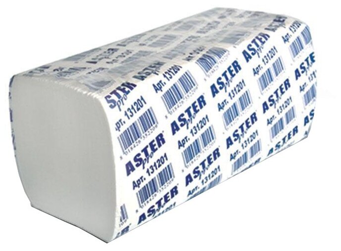 Полотенца бумажные Aster Pro V2 First New белые двухслойные (фото modal 1)
