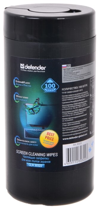 Defender Multipurpose Cleaning Wipes CLN 30322 влажные салфетки 100 шт. для экрана (фото modal 3)
